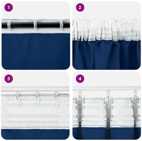 Cortinas com cortinas 2 pcs Azul escuro 245 x 140 cm Poliéster