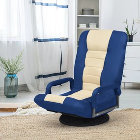 Cadeira Gaming de chão ajustável em 6 posições com base giratória de 360° para leitura e relaxamento 61-87 x 55 x 75 cm  Azul