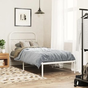 Estrutura de cama com cabeceira 90x190 cm metal branco