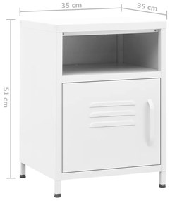 Mesa de cabeceira 35x35x51 cm aço branco