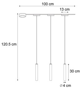 LED Sistema de iluminação de trilho moderno com 3 pendentes pretos monofásicos - Magnetic Cassie Moderno