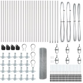 Cerca de arame soldado com 13 postes flangiados 0.5x50 m Aço galvaniza
