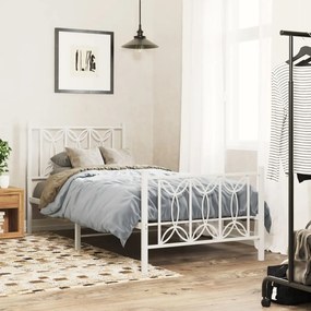 vidaXL Estrutura de cama com cabeceira e pés 90x200 cm metal branco