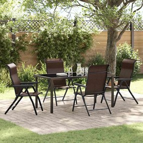 vidaXL Conjunto de jantar de jardim 5 peças em rattan plástico marrom