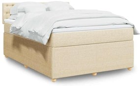 vidaXL Cama com molas/colchão 160x200 cm tecido cor creme