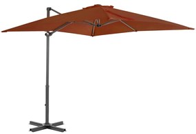vidaXL Guarda-sol de jardim cantilever c/ poste de alumínio terracotta
