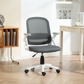 Cadeira de escritório ergonómica, em malha com braços rebatíveis, altura ajustável, cinzenta