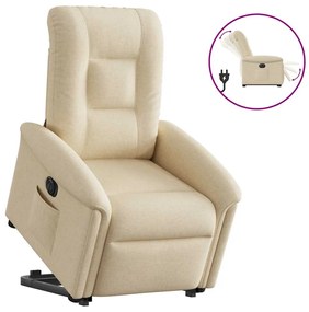 vidaXL Poltrona reclinável elevatória elétrica tecido cor creme