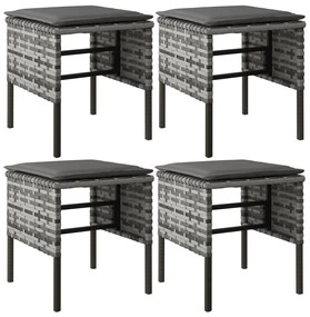 6 pcs conjunto de jantar p/ jardim c/ almofadões vime PE cinza
