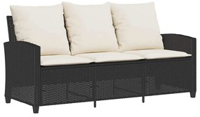 6 pcs conjunto sofás de jardim c/ almofadões vime PE preto