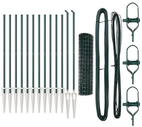 Cerca Euro com 13 Postes de Ancoragem 1.2x25m Aço Galvanizado Verde