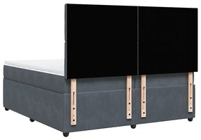 Cama com molas/colchão 200x200 cm veludo cinzento-escuro