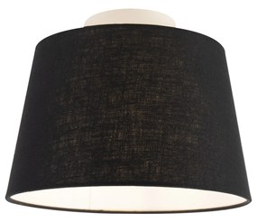Luminária de teto com abajur de linho preto 25 cm - Combi branco Clássico / Antigo