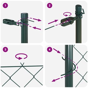 Cerca de Cadeia com 13 Postes 1.4x25 m Aço Galvanizado Verde