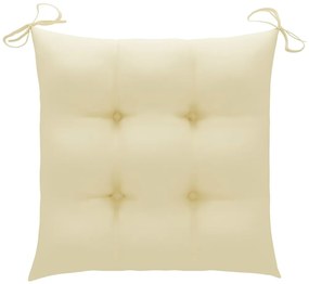 5 pcs conj. de jantar dobrável c/ almofadões p/ exterior bambu
