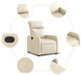 Poltrona reclinável elétrica tecido cor creme