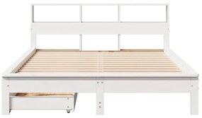 Cama com estante sem colchão 120x200 cm pinho maciço branco