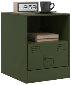 Mesas de cabeceira 2 pcs 34,5x39x44 cm aço verde azeitona