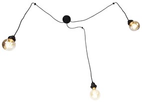 Candeeiro suspenso industrial preto 3 luzes - Cava Moderno