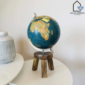 Globo Decorativo | Base em Madeira | 20x20x36CM
