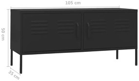 Móvel de TV aço 105x35x50 cm preto