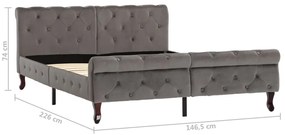 Estrutura de cama 140x200 cm veludo cinzento