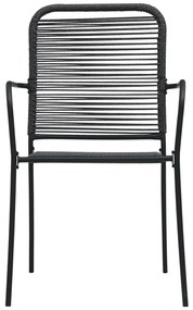 7 pcs conjunto de jantar p/ jardim corda de algodão e aço preto