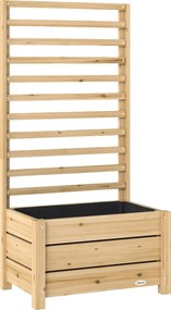 Outsunny Canteiro elevado com treliça em madeira Vaso elevado com treliça Orifício de drenagem Forro de tecido 60 x 39 x 120 cm Madeira natural | Aosom Portugal