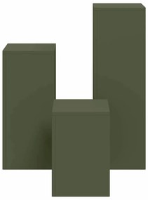 Suportes para Plantas ao Ar Livre Pilar 3 pcs Verde-Azeitona Aço