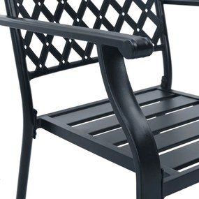Cadeiras de exterior empilháveis 2 pcs aço preto