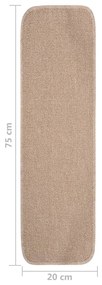 Tapetes antiderrapantes retang. p/ escadas 15 pcs 75x20 cm bege