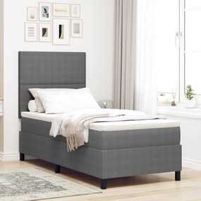 Cama Box Spring com Colchão Cinza Claro em Tecido de Corduroy para Sol