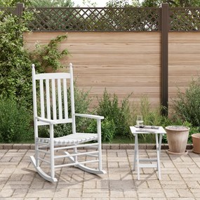 vidaXL Cadeira de baloiço com mesa dobrável álamo maciço branco