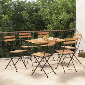 vidaXL 7 pcs conjunto de bistrô dobrável madeira de acácia maciça/aço