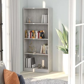 800877 vidaXL Estante 4 prateleiras 60x24x142 derivados madeira cinza cimento