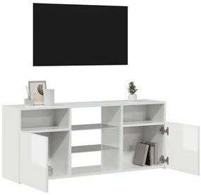 Móvel de TV com luzes LED 120x30x50 cm branco brilhante