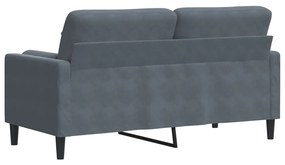 Sofá 2 lug. c/ almofadas decorativas 140 cm veludo cinza-escuro