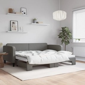 vidaXL Sofá-cama com gavetão 90x200 cm tecido cinzento-escuro