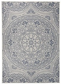 Tapete de tecido plano para exterior 120x170 cm padrão azul
