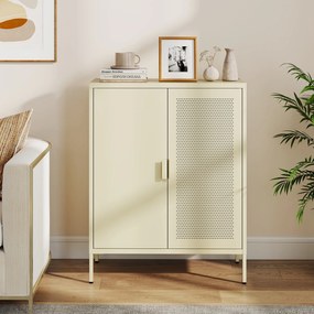 Aparador com 2 Portas, 80 x 35 x 102 cm, Prateleiras Ajustáveis, Amarelo