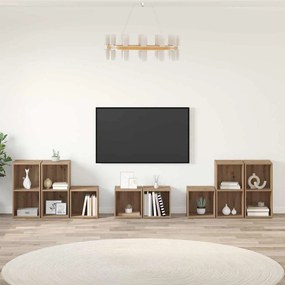 vidaXL Conjunto de Estantes para TV 8 pcs Carvalho Artesanal
