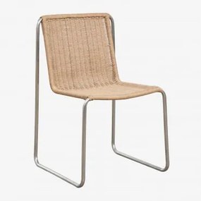 Cadeira De Jantar Em Aço Inoxidável E Rattan Sintético Omaha Castanho Ratan - Sklum
