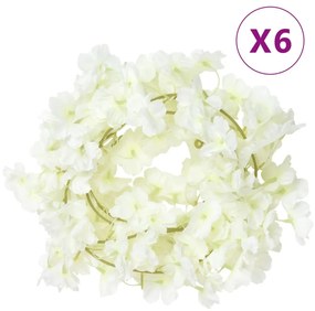 Grinaldas de flores de Natal 6 pcs 180 cm branco