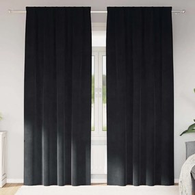 Cortinas Blackout vidaXL com fita superior 2 pcs Veludo Preto