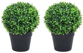 Plantas bolas de buxo artificiais c/ vasos 2 pcs 37 cm verde