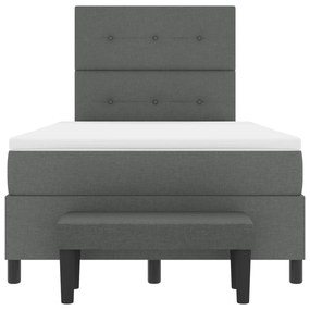 Cama Box com Colchão e Banco Cinza Escuro 120x190 cm Tecido