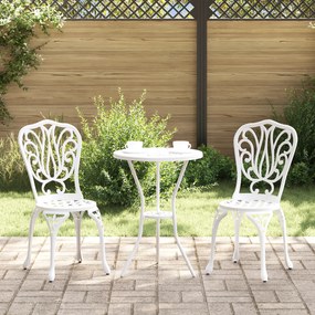 Conjunto de Bistrô de Jardim 3 Peças vidaXL Alumínio Fundido Branco