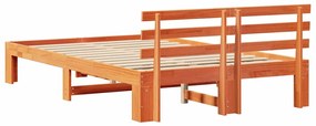 Estrutura de Cama de Madeira de Pinho Castanho Encerado
