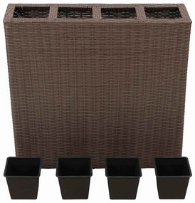 Floreira de jardim com 4 vasos 2 pcs vime PE castanho