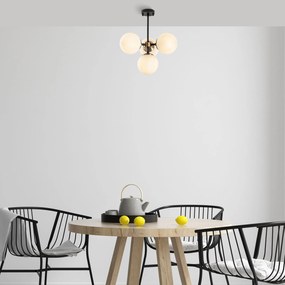 Candeeiro de Teto Akkas – Preto/Antique/Creme – 43 x 43 x 47 cm